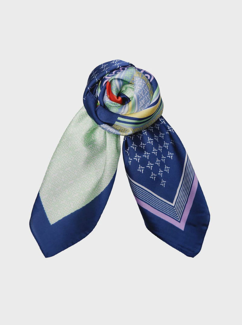 Black Colour Romina Mini Scarf - Blue Multi