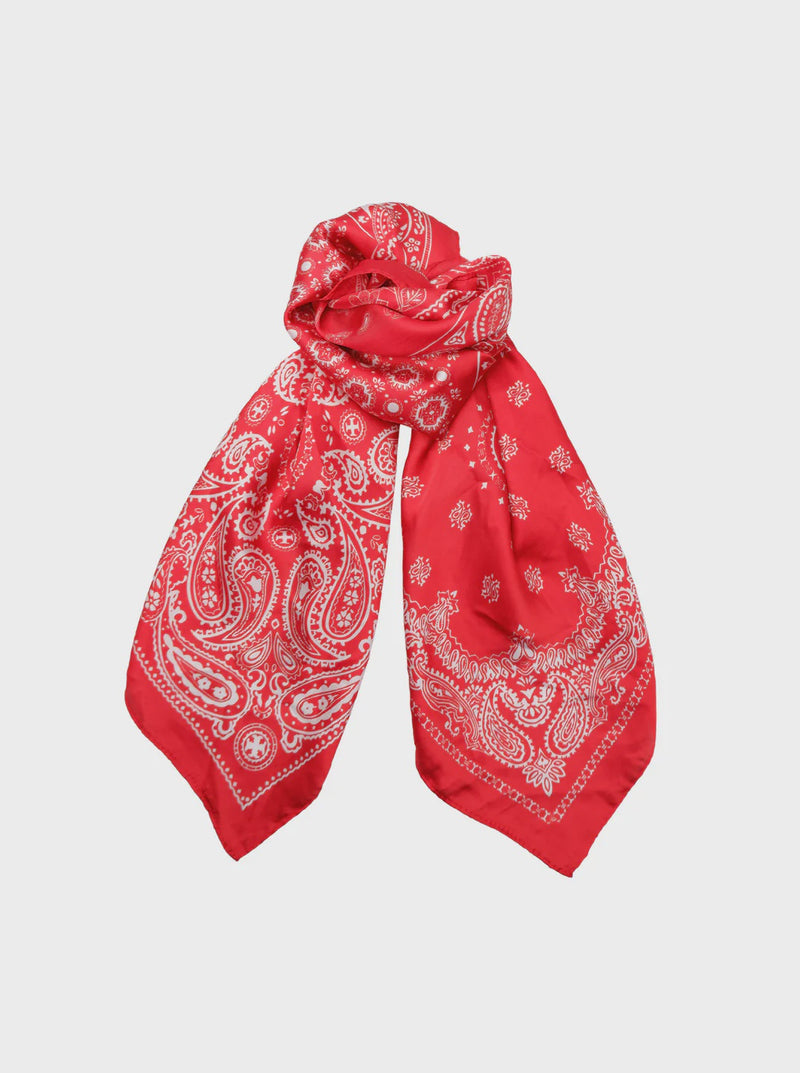 Black Colour Paisley Mini Scarf - Red