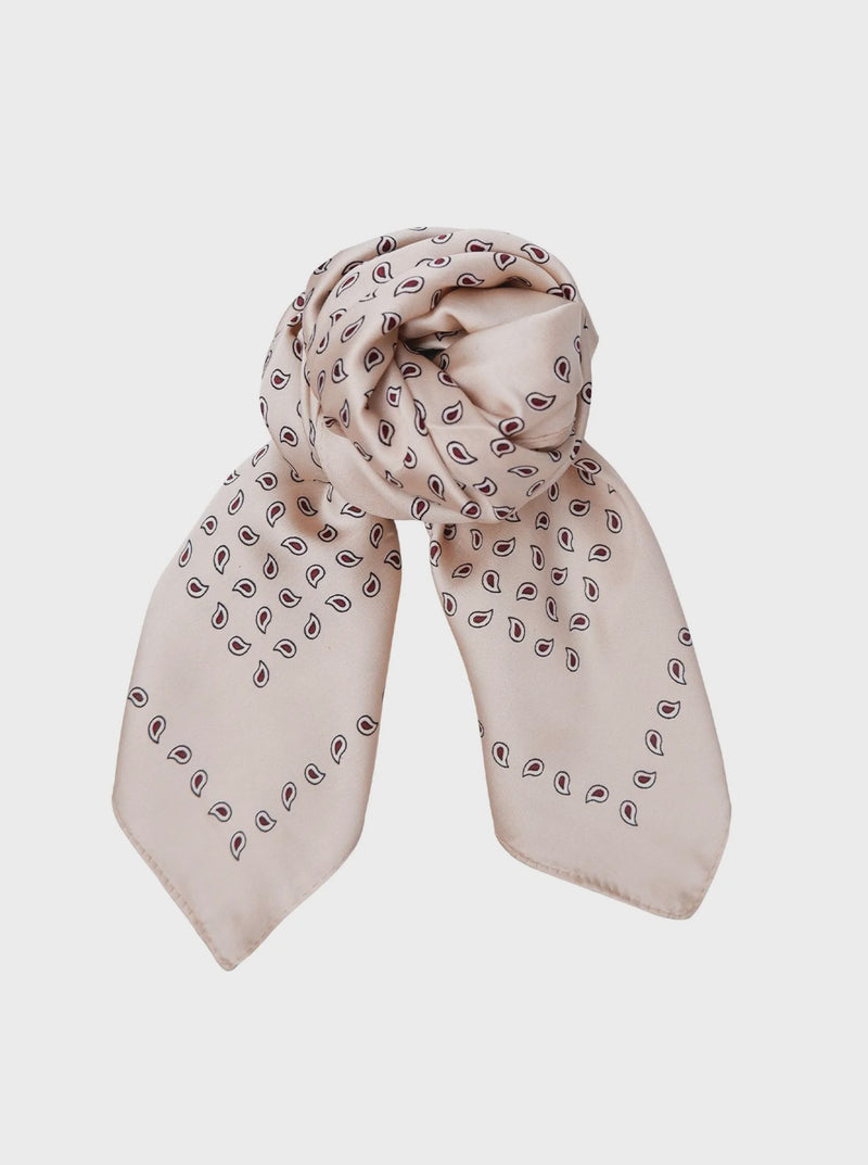 Black Colour Meira Mini Scarf - Cream