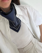 Lescarf Paisley Scarf - Navy