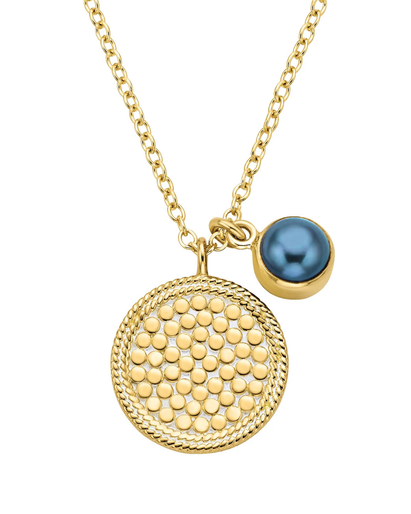 Anna Beck Blue Pearl Dual Disc Necklace - Gold