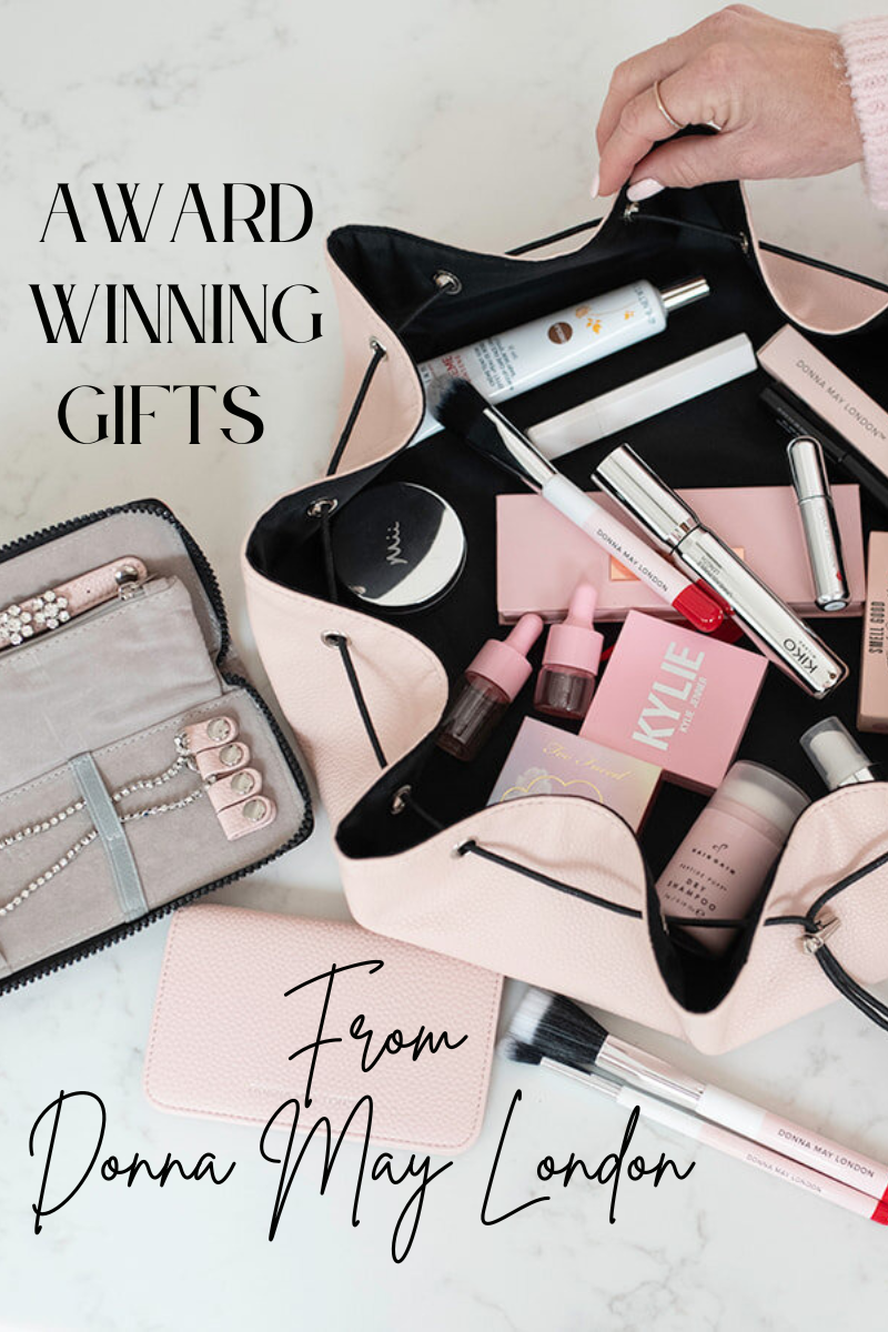 Makeup products and accessories with 'Award Winning Gifts from Donna May London' 