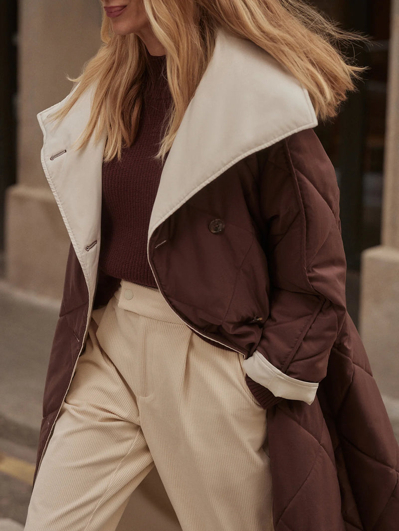 Varley Annalise Reversible Wrap Coat - Deep Mahogany