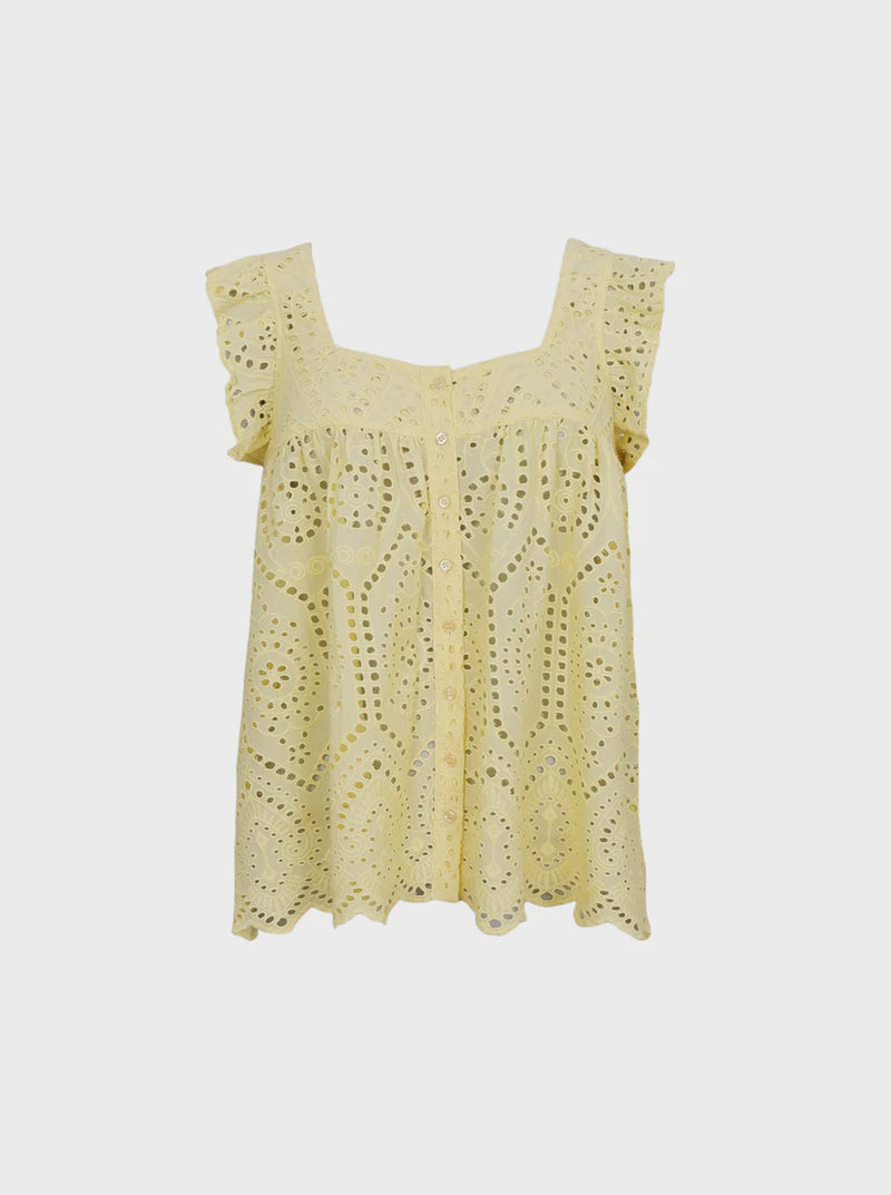 Black Colour Ella Top - Yellow