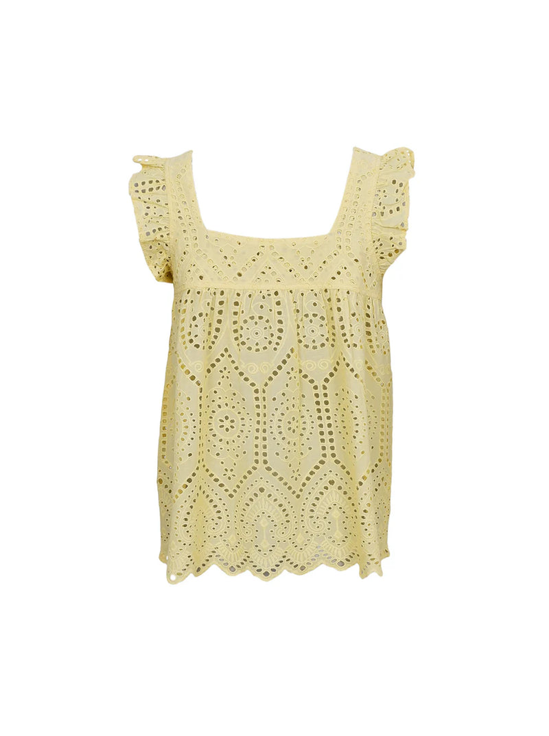Black Colour Ella Top - Yellow