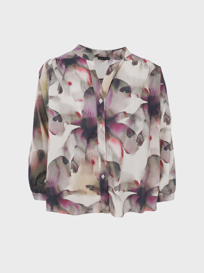 Black Colour Filora Blouse - Plum Flower