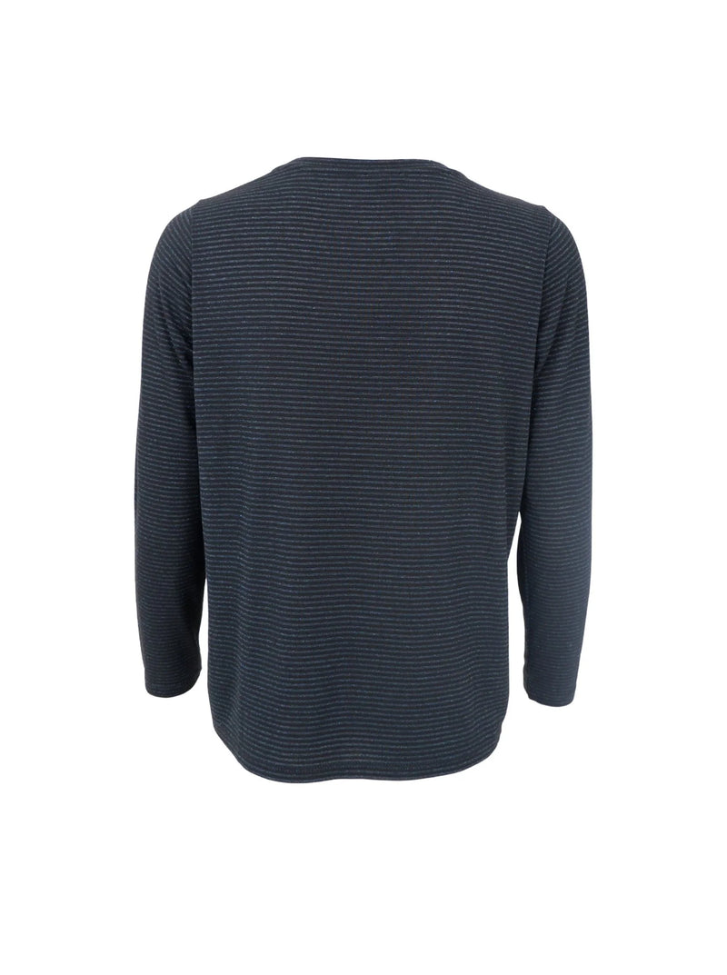Black Colour Faye L/S Top - Black Stripe