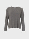 Black Colour Faye L/S Top - Charcoal Grey Stripe