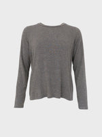 Black Colour Faye L/S Top - Charcoal Grey Stripe