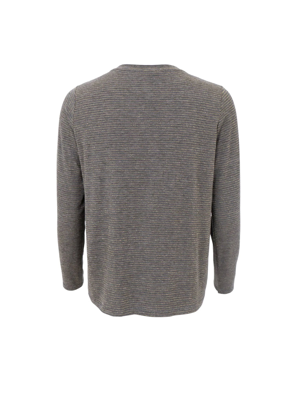 Black Colour Faye L/S Top - Charcoal Grey Stripe