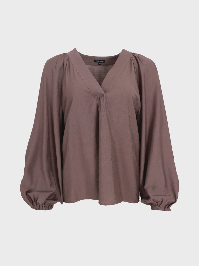 Black Colour Luisa Raglan Blouse - Tobacco