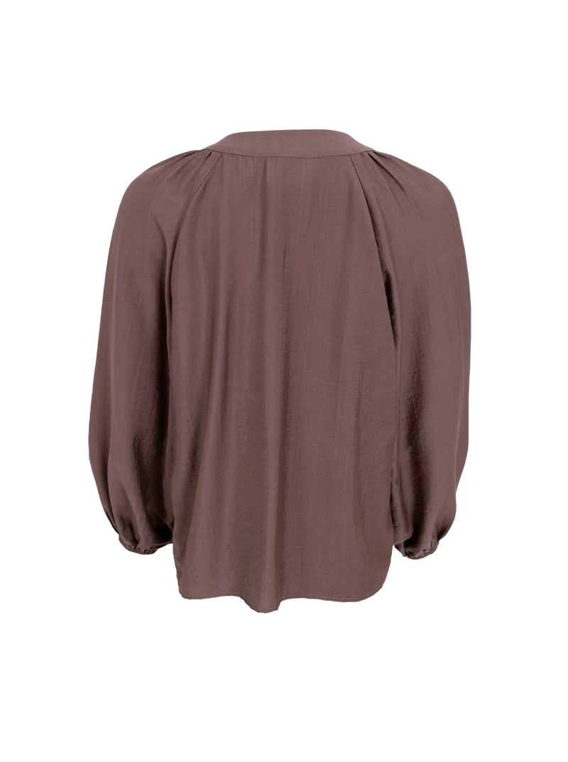 Black Colour Luisa Raglan Blouse - Tobacco