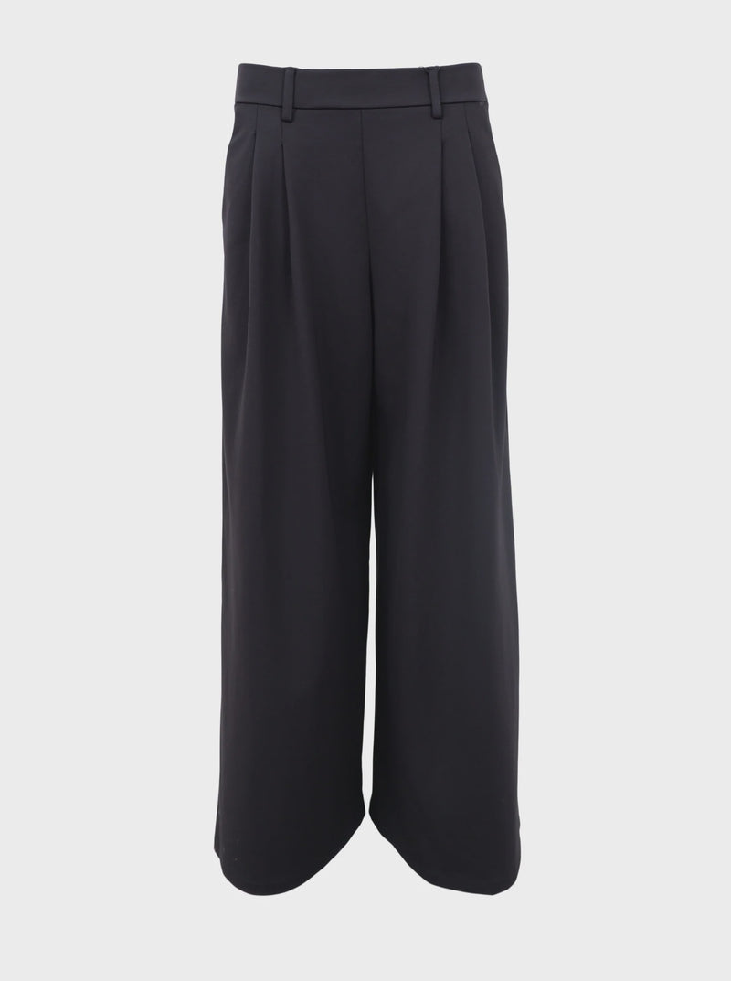 Black Colour Davi Wide Leg Trouser - Black