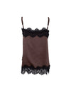 Black Colour Evie Lace Strap Top - Coffee