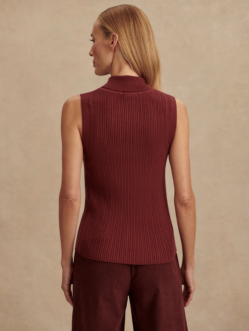 Varley Anastasia Rib Knit Tank - New Maroon