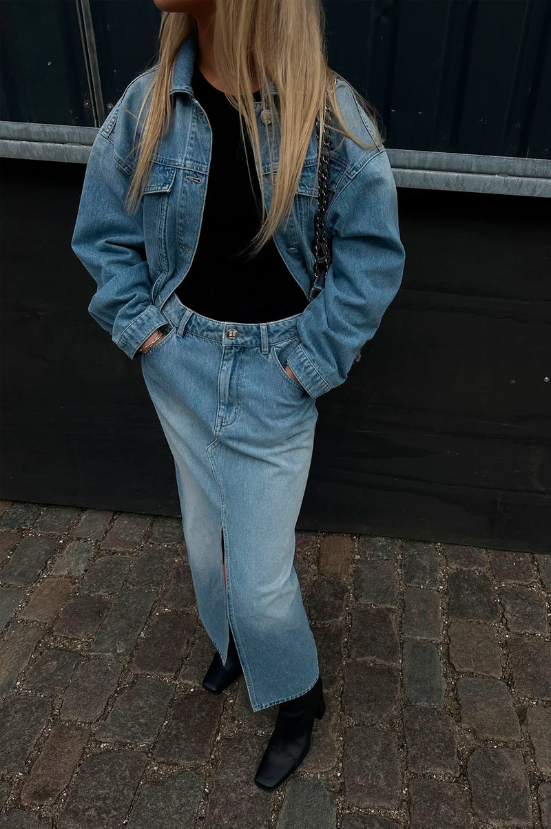 Second Female Dustine Denim Skirt - Denim Blue