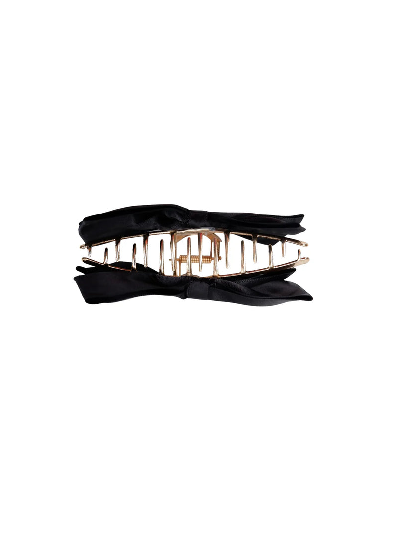 Black Colour Amanda Bow Hair Claw - Black