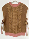 Malej Knitted Ties Vest - Camel / Pink
