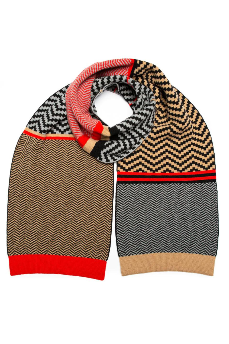 Green Thomas Pixel Blanket Scarf - Camel Poppy