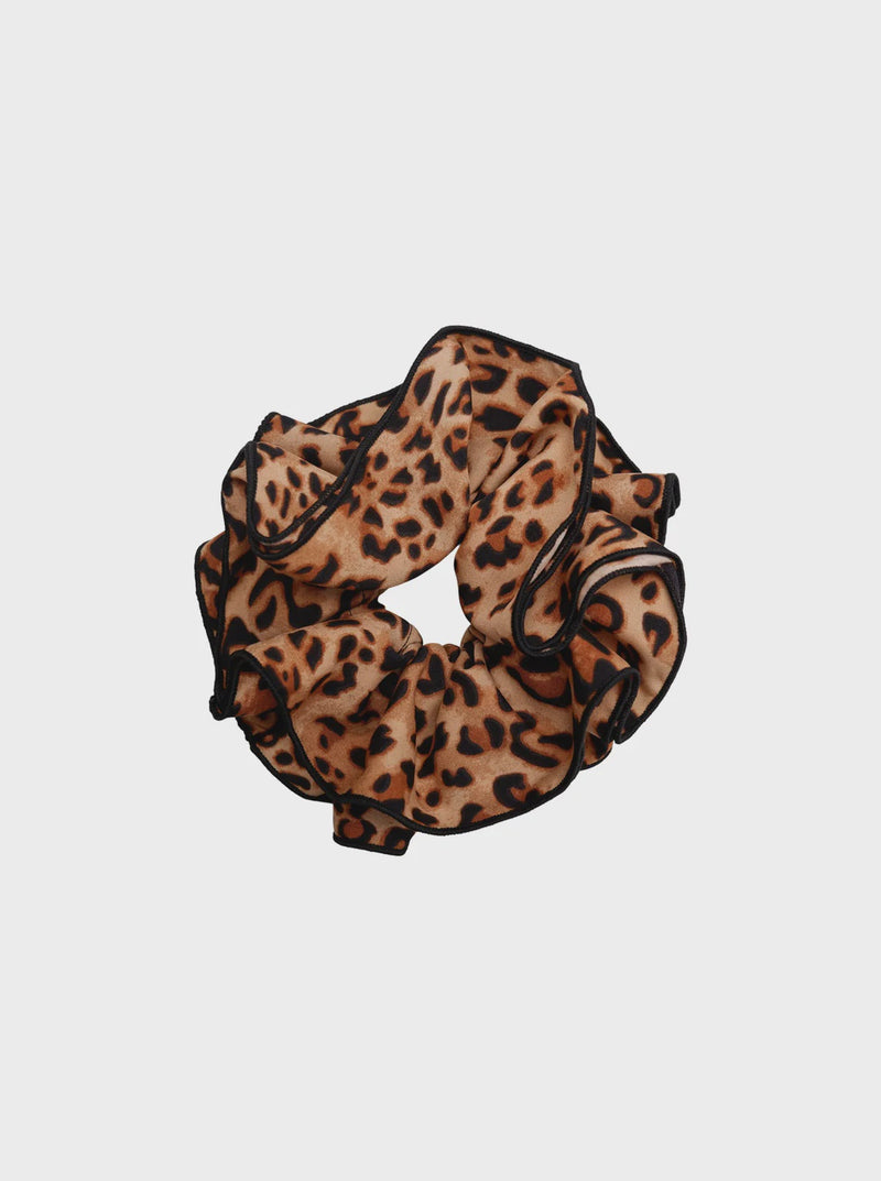 Black Colour Lova Scrunchie - Leopard Print
