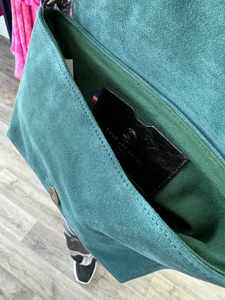 Sous Les Paves Mai Tai Green Suede Bag - Serpent