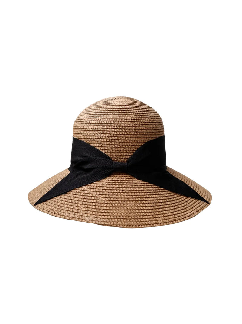 Black Colour Cannes Summer Hat - Natural