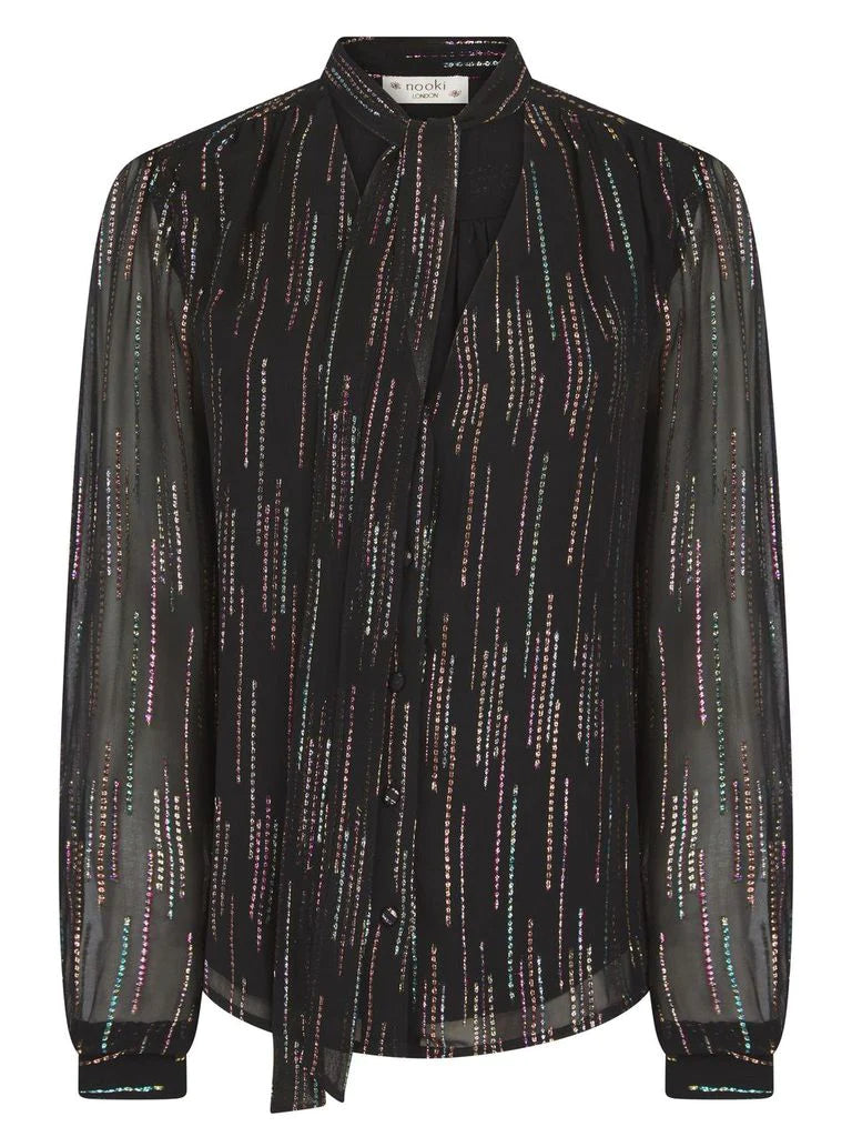 Nooki Sheerin Metallic Jacquard Blouse - Black