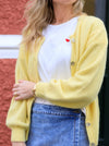 Black Colour Bella Knit Cardigan - Yellow