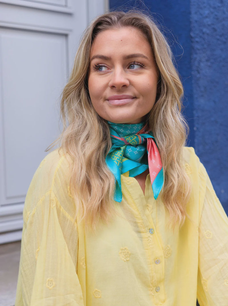 Black Colour Romina Mini Scarf - Green Multi