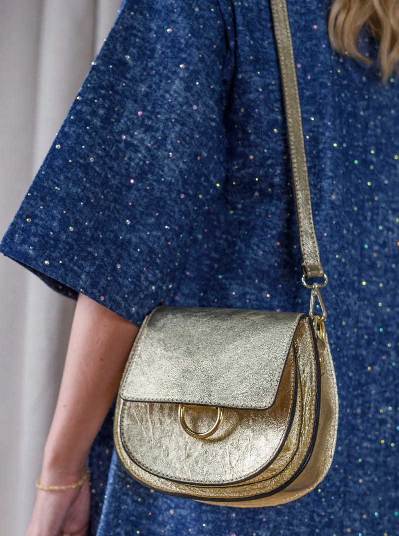 Black Colour Olivia Crossover Bag - Golden