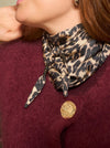 Black Colour Leodora Mini Scarf Double Layer - Leopard