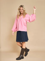 Black Colour Luisa Raglan Blouse - Soft Pink