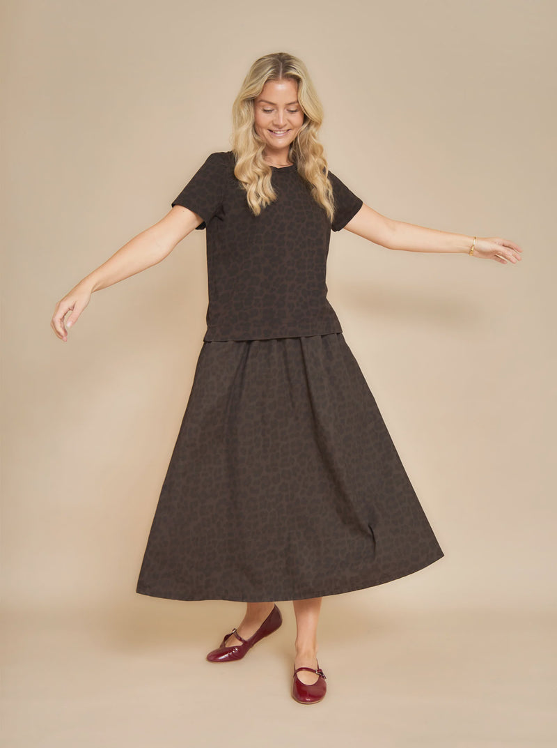 Black Colour Abbie Skirt - Coffee Leo
