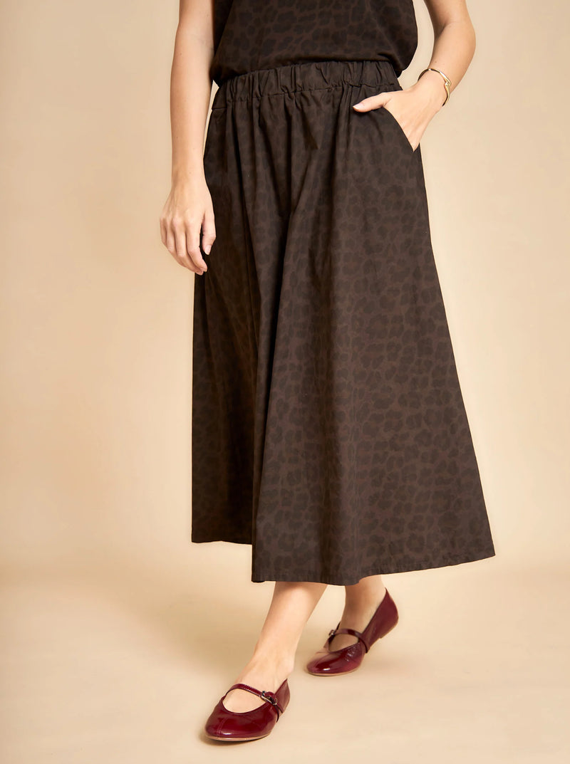 Black Colour Abbie Skirt - Coffee Leo
