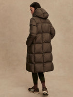 Varley Katya Long Down Puffer Coat - Dark Olive Metallic