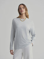 Varley Leah Long Sleeve Boyfriend Tee - Light Grey Marl