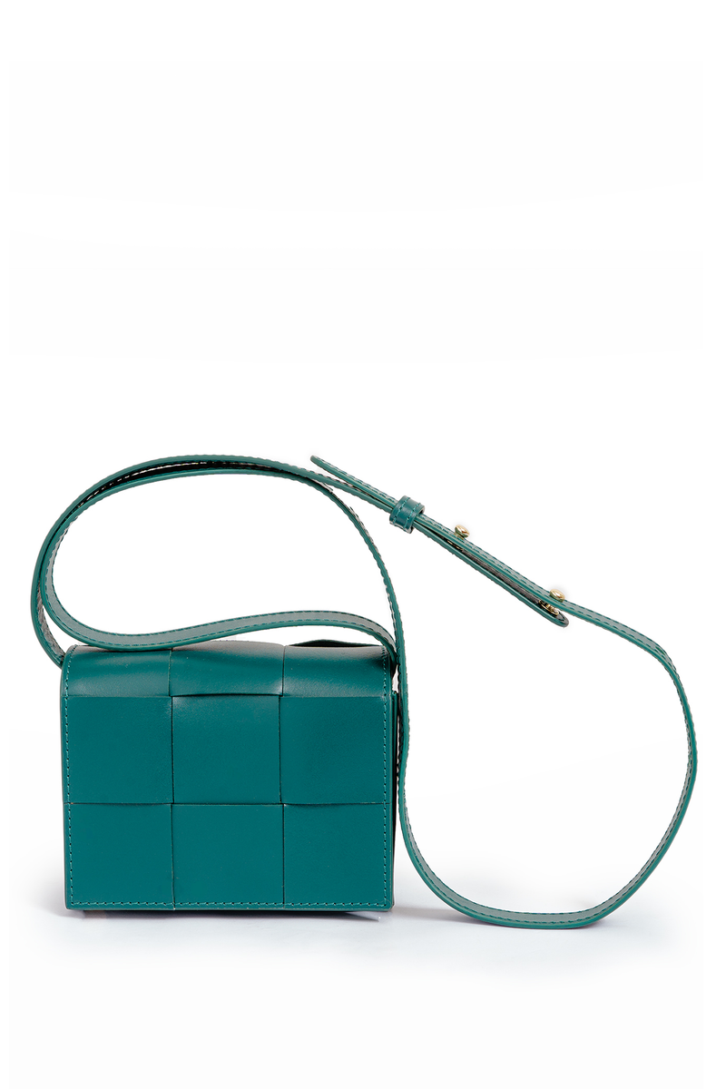 Aleo Matchbox Mini Cross Body Leather Bag - Malachite