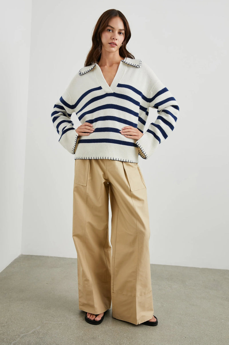 Rails Athena Knitted Sweater - Ivory Navy Stripe