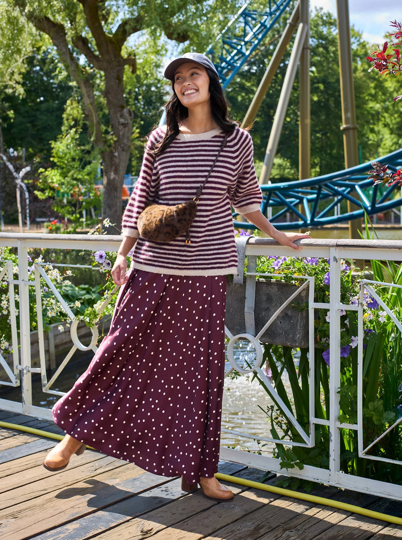 Black Valery Polka Dot Skirt - Plum