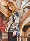 Black Colour Filora Blouse - Plum Flower