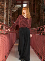 Black Colour Tessa Long Sleeve Top - Plum