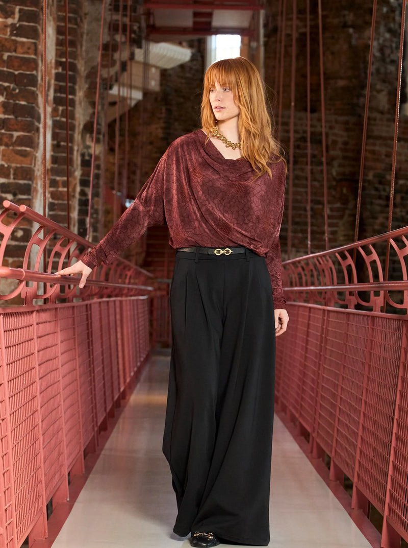 Black Colour Tessa Long Sleeve Top - Plum