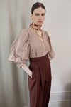 Vivere Remi Stripe Top - Brown/Cream
