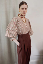 Vivere Remi Stripe Top - Brown/Cream