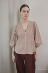 Vivere Remi Stripe Top - Brown/Cream