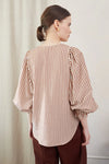 Vivere Remi Stripe Top - Brown/Cream