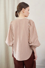 Vivere Remi Stripe Top - Brown/Cream