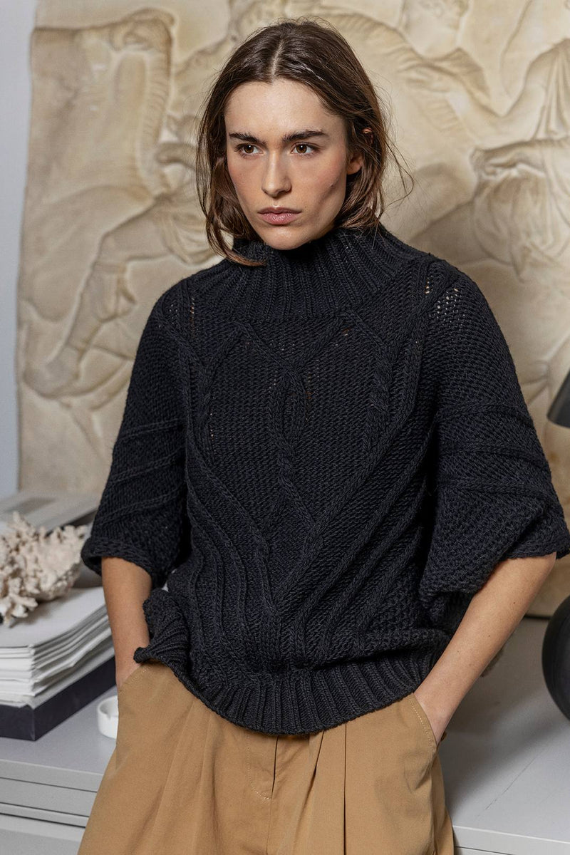 Project AJ Signe Cable Knit Jumper - Black