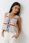 Seventy + Mochi Edie Tie Vest - Baby Blue Stripe