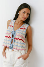 Seventy + Mochi Edie Tie Vest - Baby Blue Stripe
